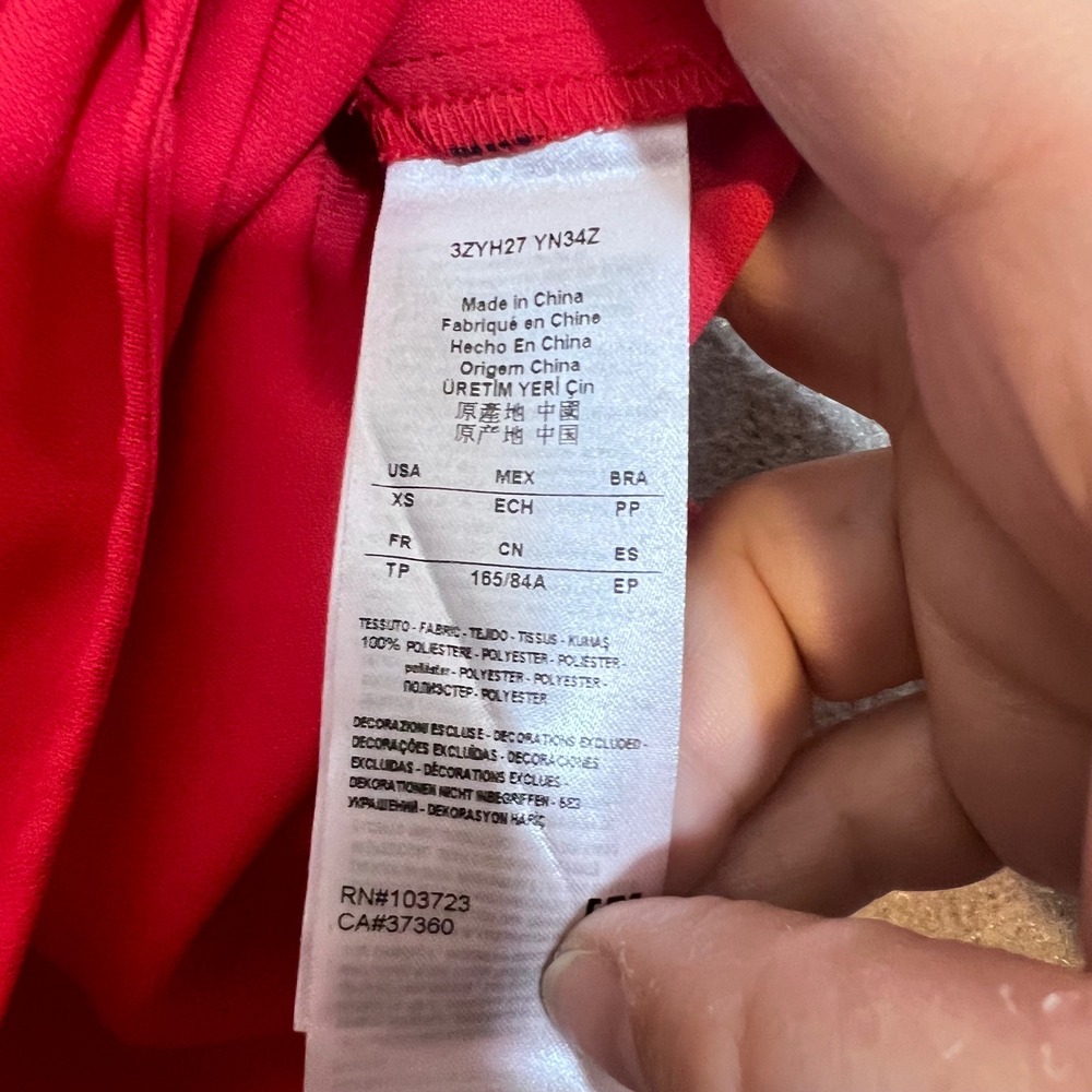 Armani Exchange Blouse Womens XS Red Short Sleeve Contrast Trim High Low Casual - Picture 4 of 7